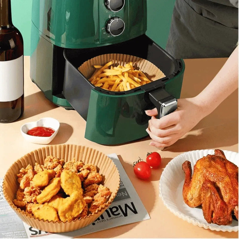 (compra 1 paquete y lleva uno GRÁTIS)- 50 Papeles antiadherentes Para Air Fryer- Ultima Unidades🔥